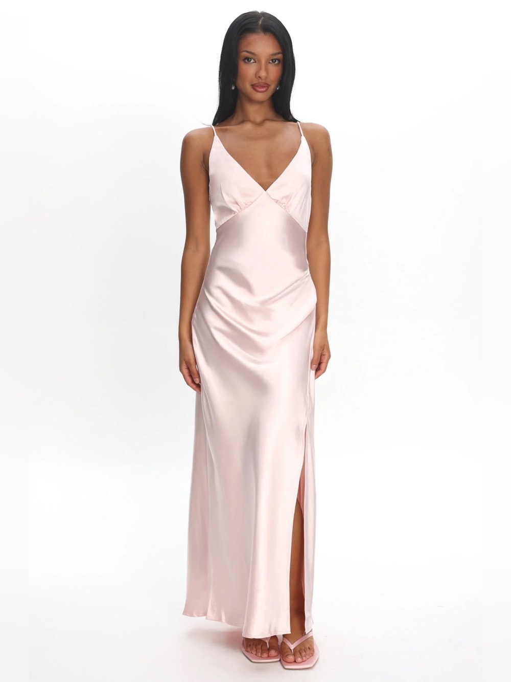 $115 NWT Selfie Leslie Marlie Side Pleat Maxi Dress Blush, L